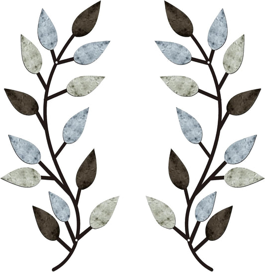 2 Pieces Metal Tree Leaf Wall Decor