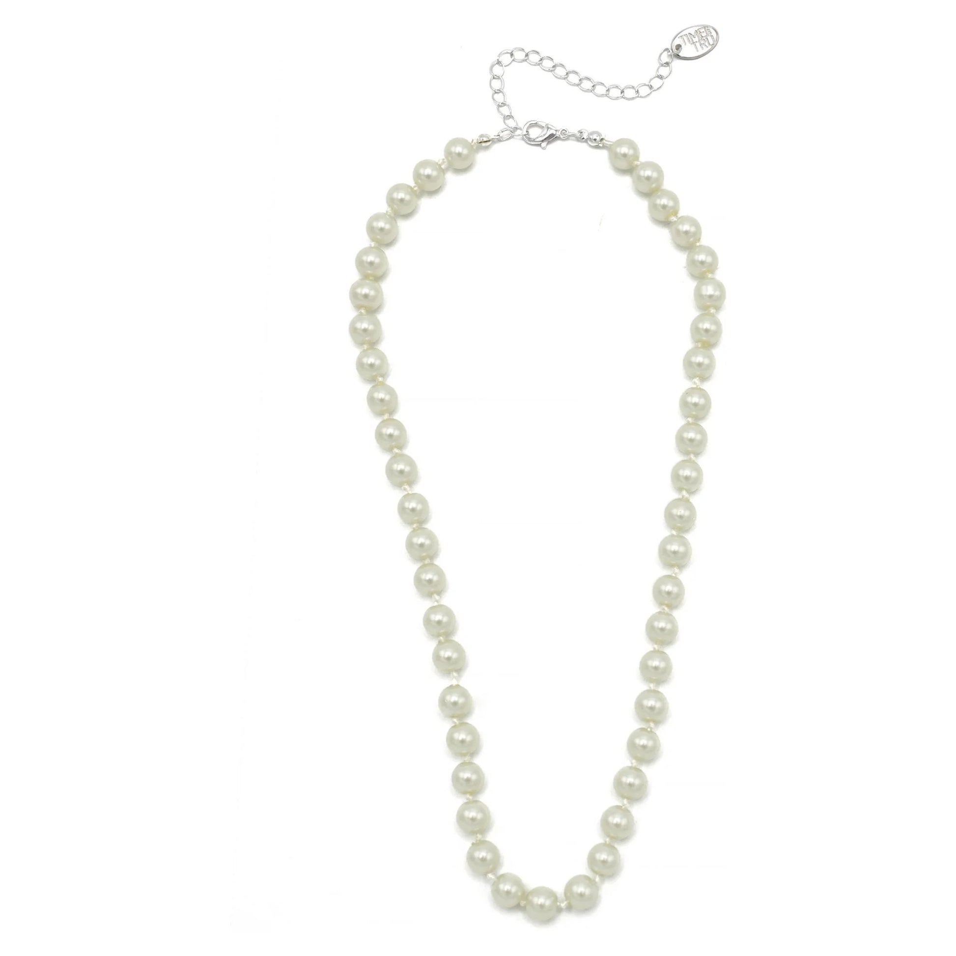 8MM Faux Pearl Necklace 17.5" with Extender