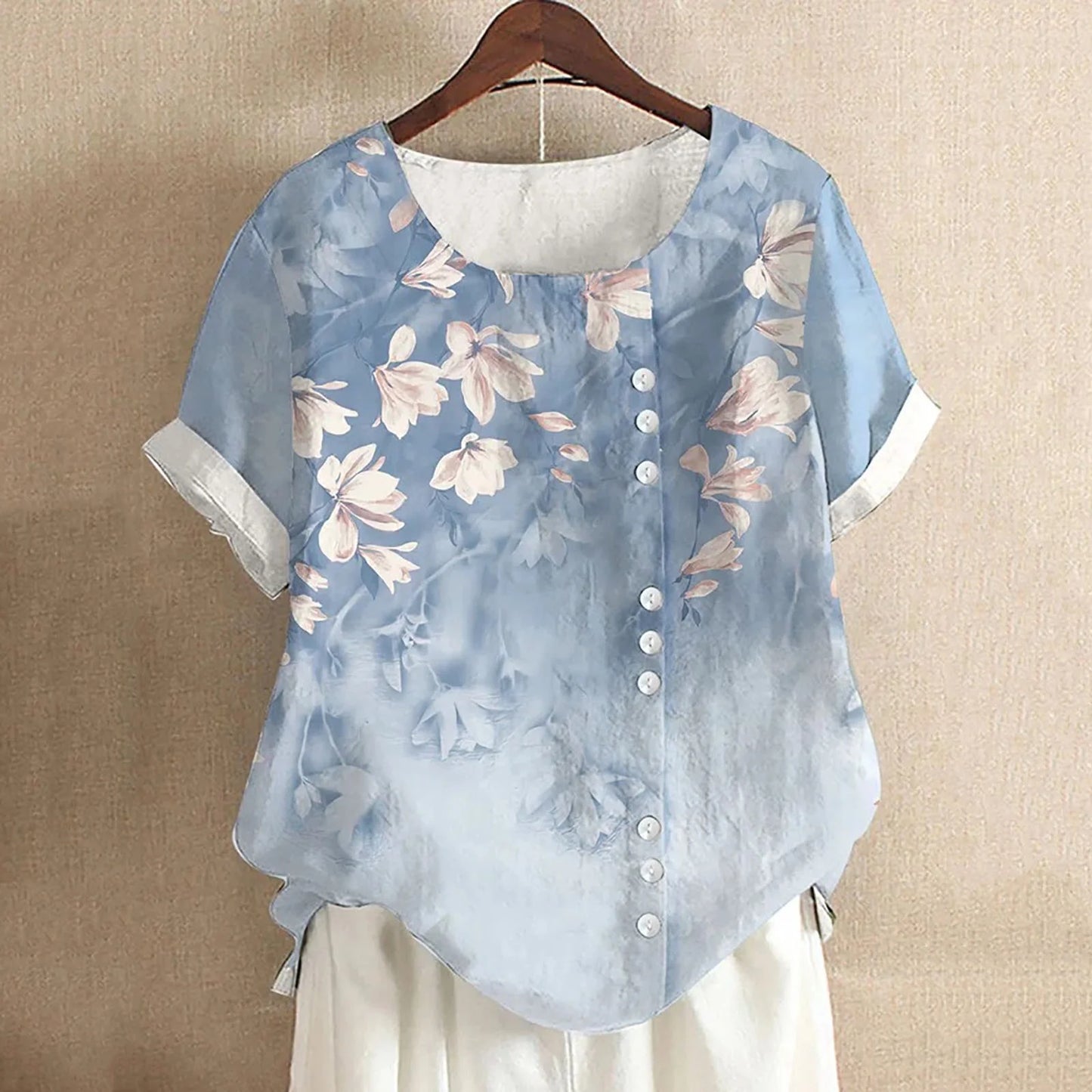 Women's Vintage Floral Button-Up Top