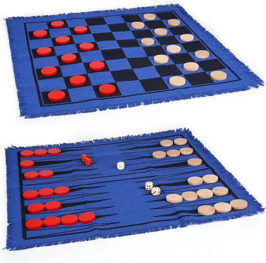 Vintage Giant Backgammon Game and Checkers